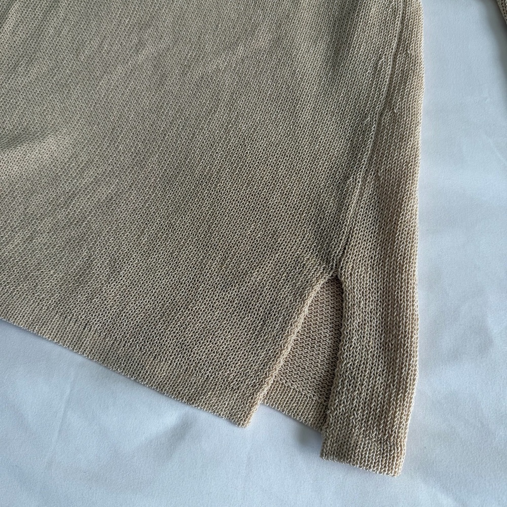 J. McLaughlin "Callum" Beige Tan Lightweight V-Neck Open Knit Sweater Classic - Picture 11 of 15
